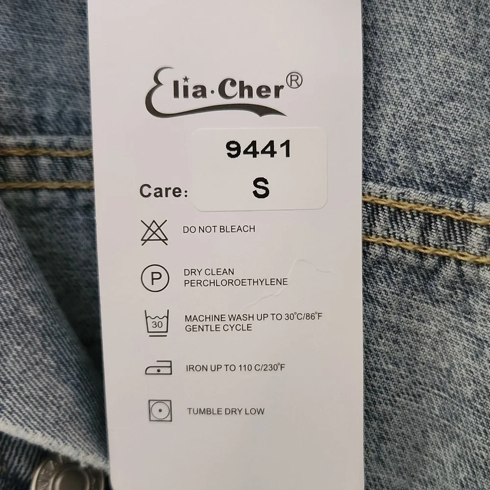 NWT Elia Cher Denim White Fringe Jacket